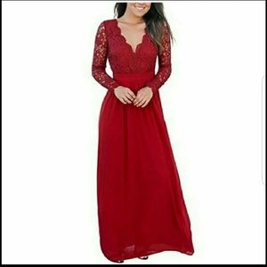 Red lace maxi dress NWOT